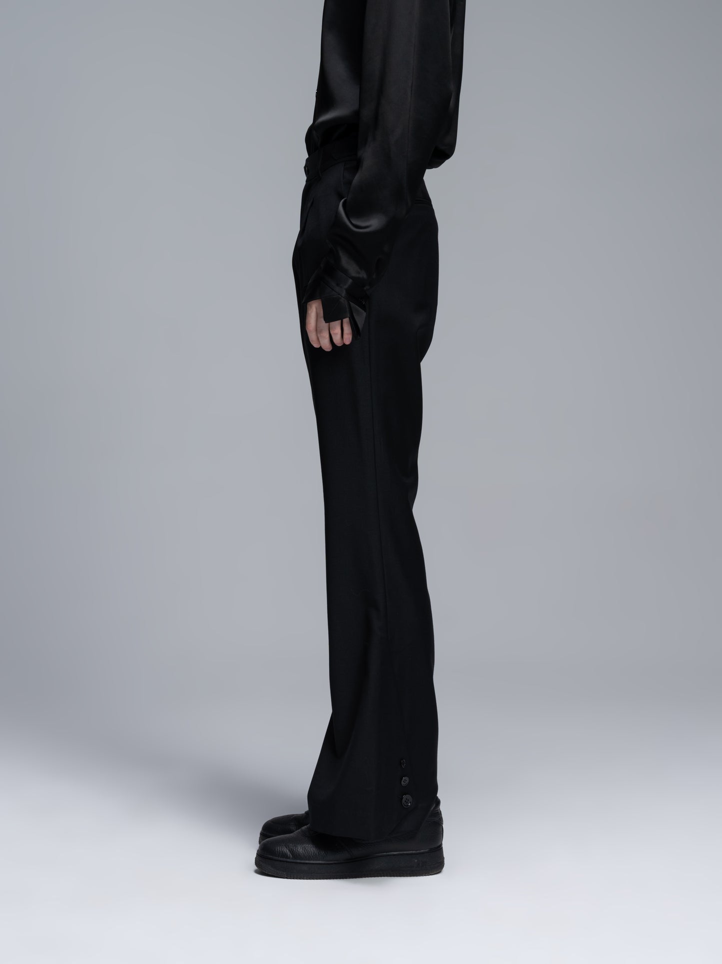 Wide-leg slit women's trousers