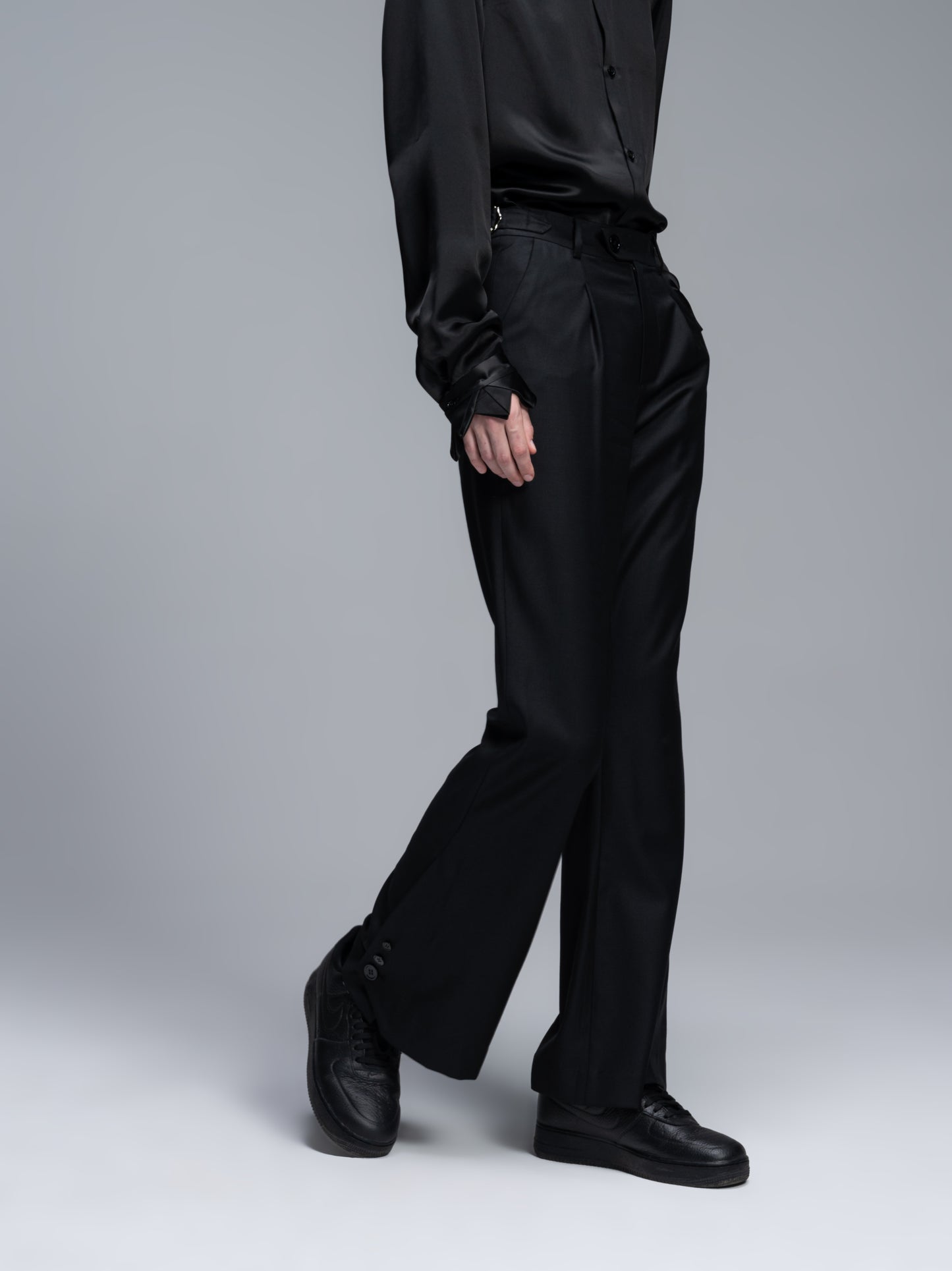 Wide-leg slit women's trousers