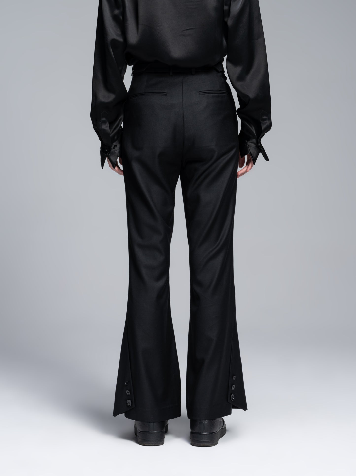 Wide-leg slit women's trousers