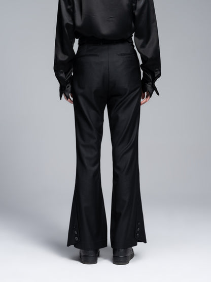 Wide-leg slit women's trousers