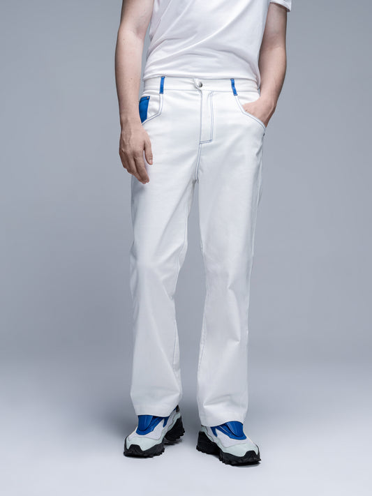 Color-Block Wide-Leg Split Jeans