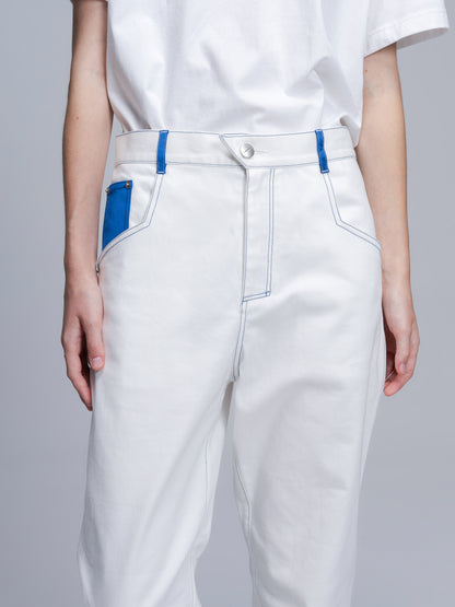 Color-blocked leather pants