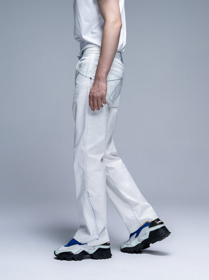 Color-Block Wide-Leg Split Jeans