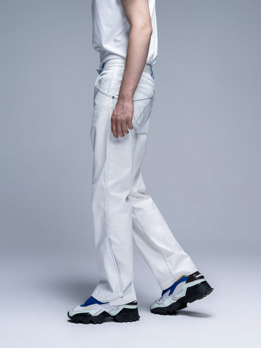 Color-Block Wide-Leg Split Jeans