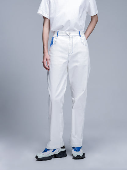 Color-Block Wide-Leg Split Jeans