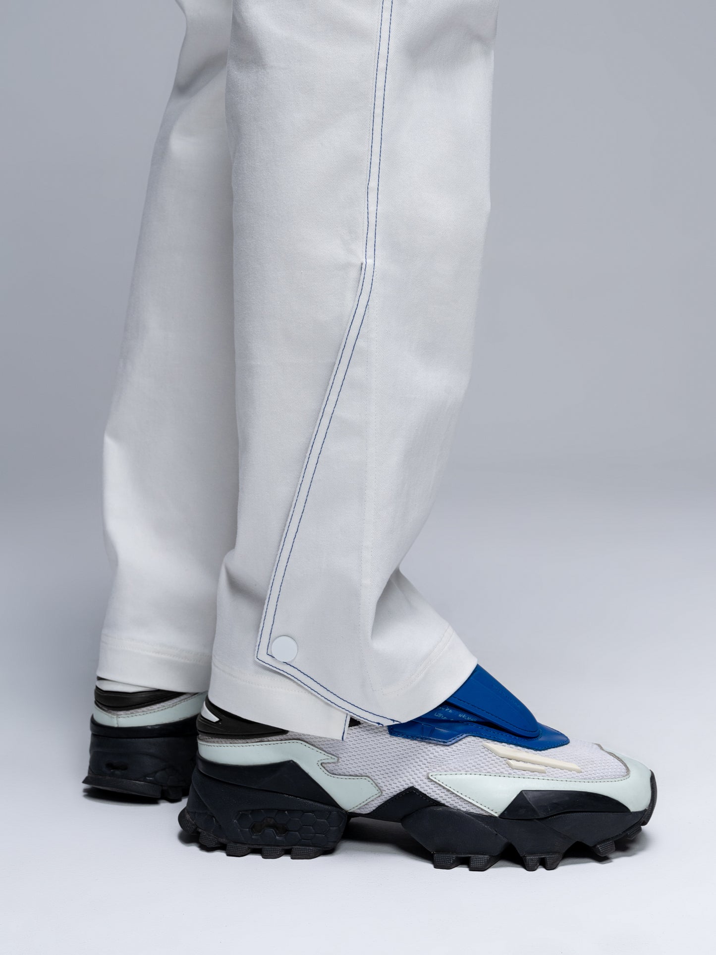 Color-blocked leather pants