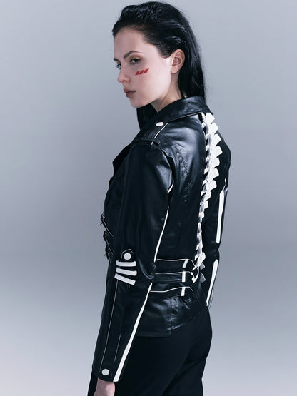 Human Skeleton Leather Jacket