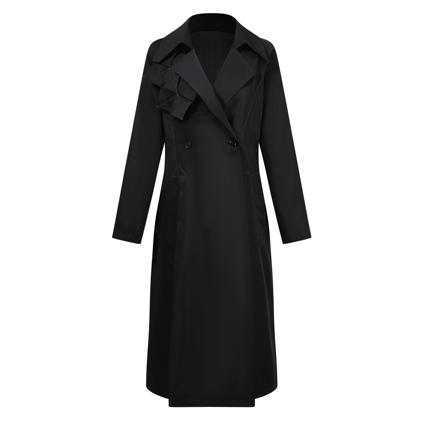 Hydrangea-patterned trench coat