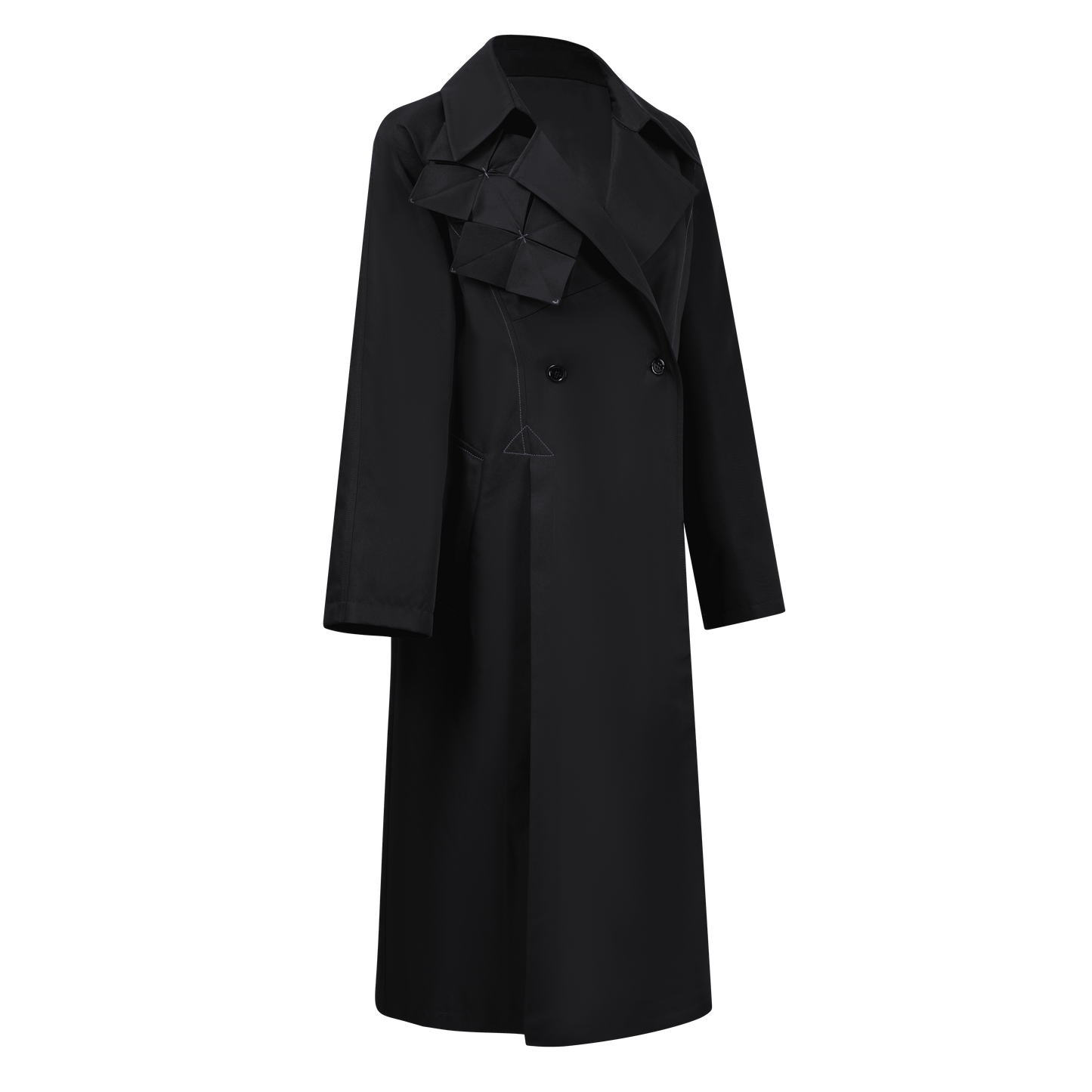 Hydrangea-patterned trench coat