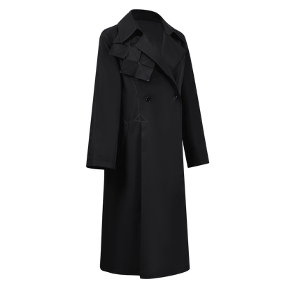 Hydrangea-patterned trench coat