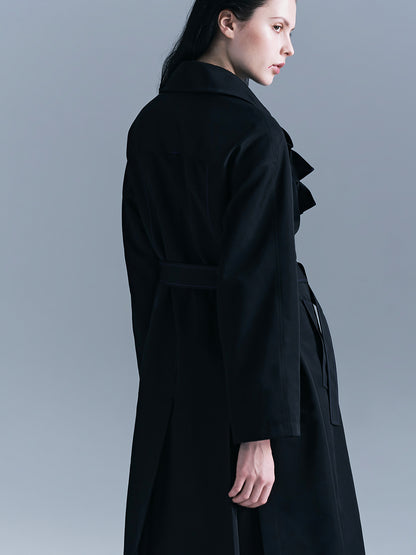 Hydrangea-patterned trench coat