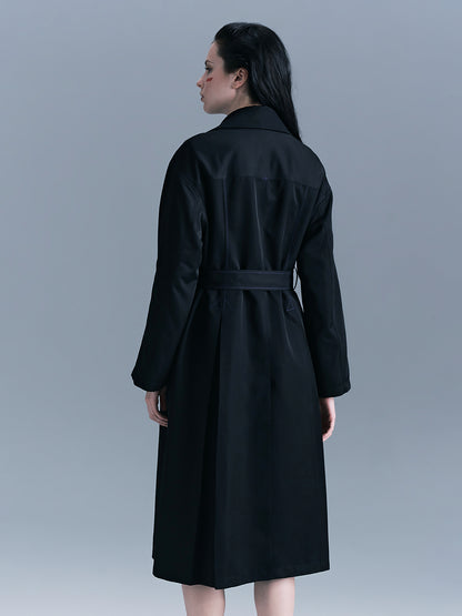 Hydrangea-patterned trench coat