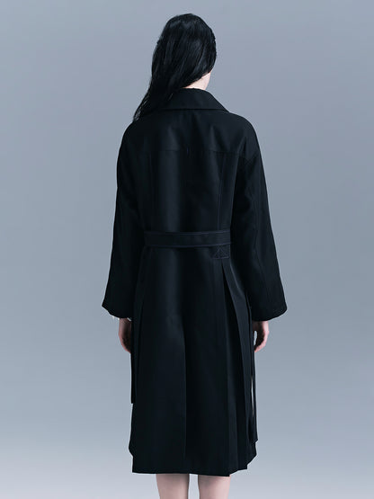 Hydrangea-patterned trench coat