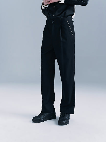 Pocketed White-Edged Men's Trousers