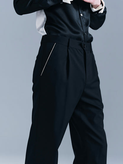 Pocketed White-Edged Men's Trousers