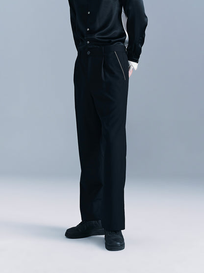 Pocketed White-Edged Men's Trousers