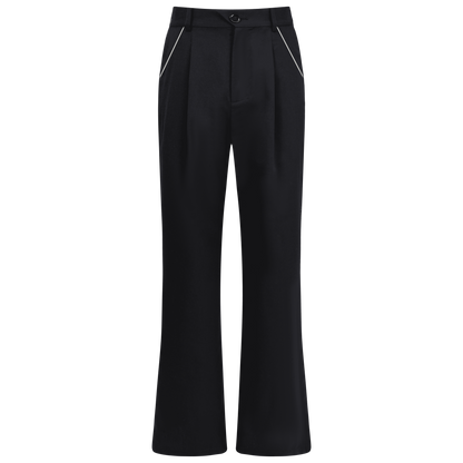 Pocketed White-Edged Women's Trousers