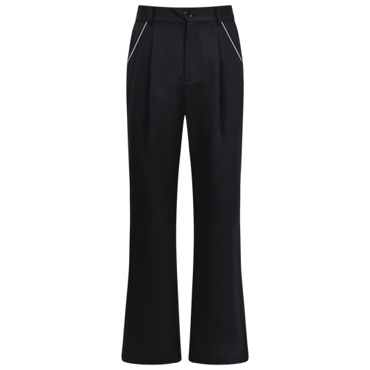 Pocketed White-Edged Women's Trousers