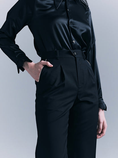 Pocketed White-Edged Women's Trousers