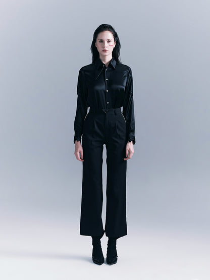 Pocketed White-Edged Women's Trousers