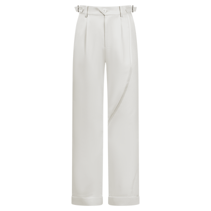 Wool blend acetate twill women's trousers