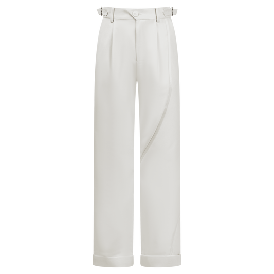 Wool blend acetate twill women's trousers