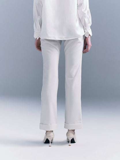 Wool blend acetate twill women's trousers