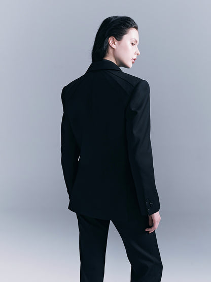 houndstooth Layered collar suit