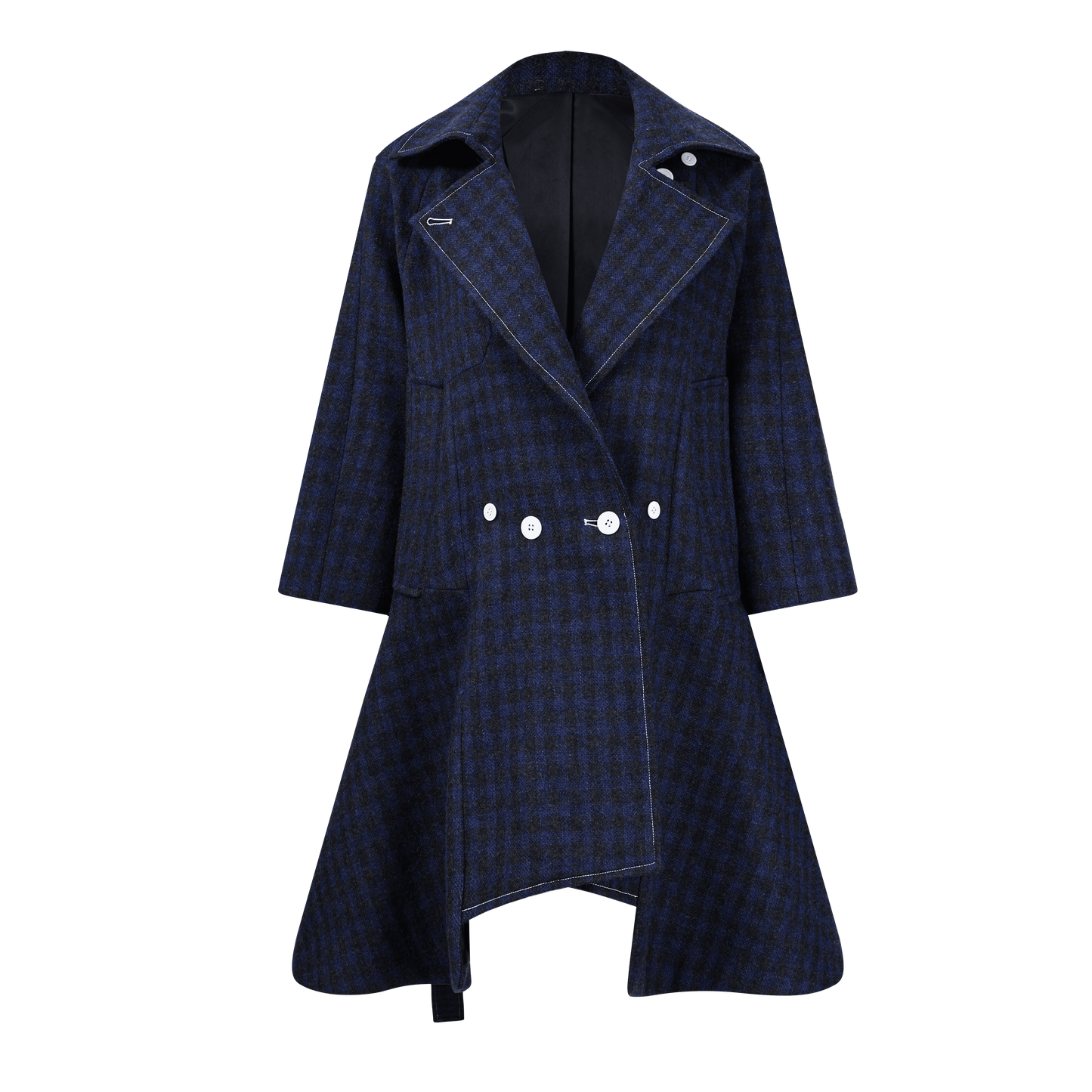 Checkered Kilted Trench Coat