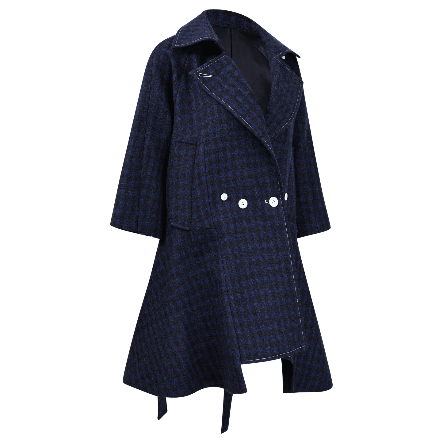 Checkered Kilted Trench Coat