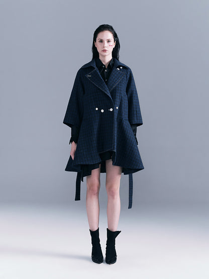 Checkered Kilted Trench Coat