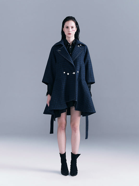 Checkered Kilted Trench Coat