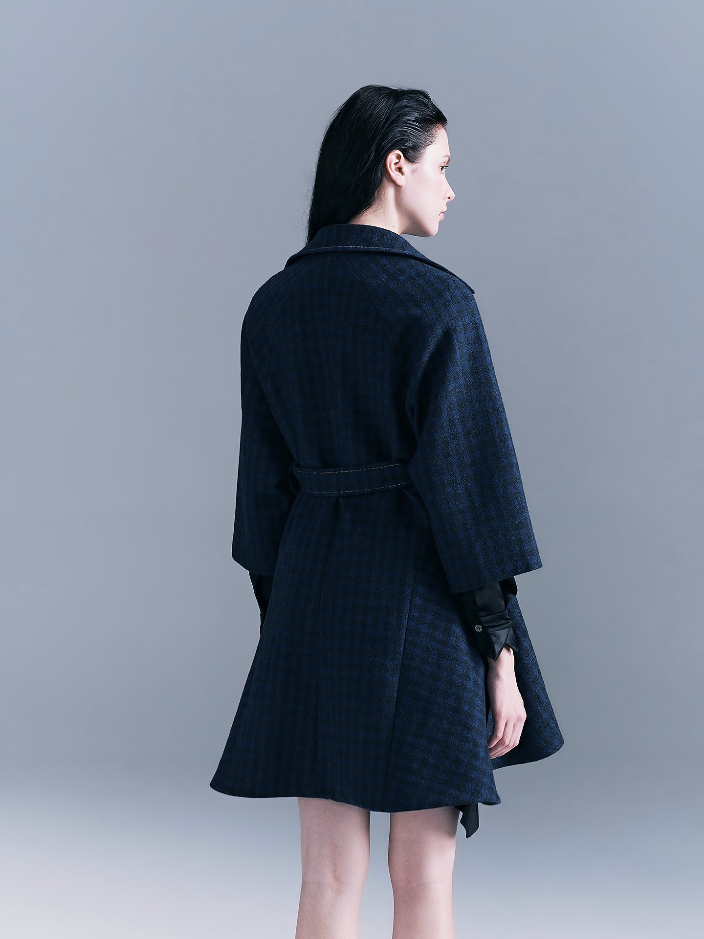 Checkered Kilted Trench Coat
