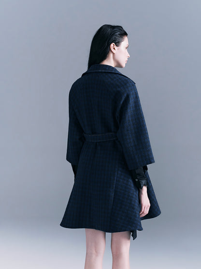 Checkered Kilted Trench Coat
