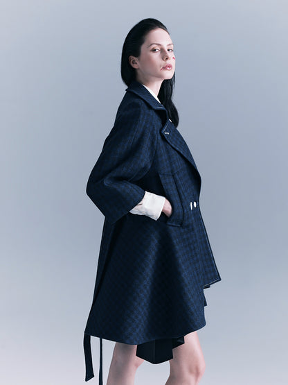 Checkered Kilted Trench Coat