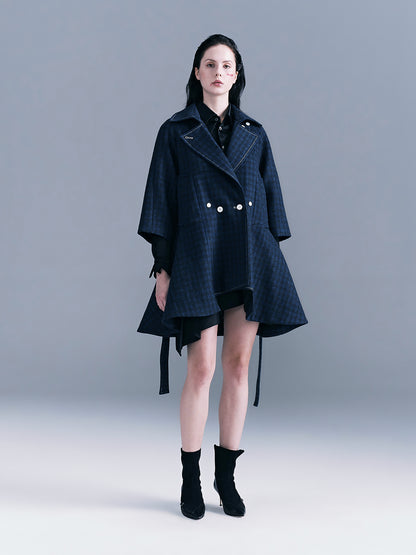 Checkered Kilted Trench Coat