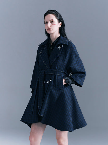 Checkered Kilted Trench Coat
