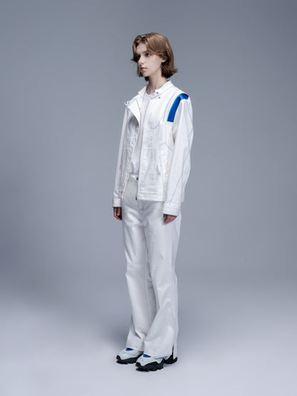 Color-blocked denim jacket