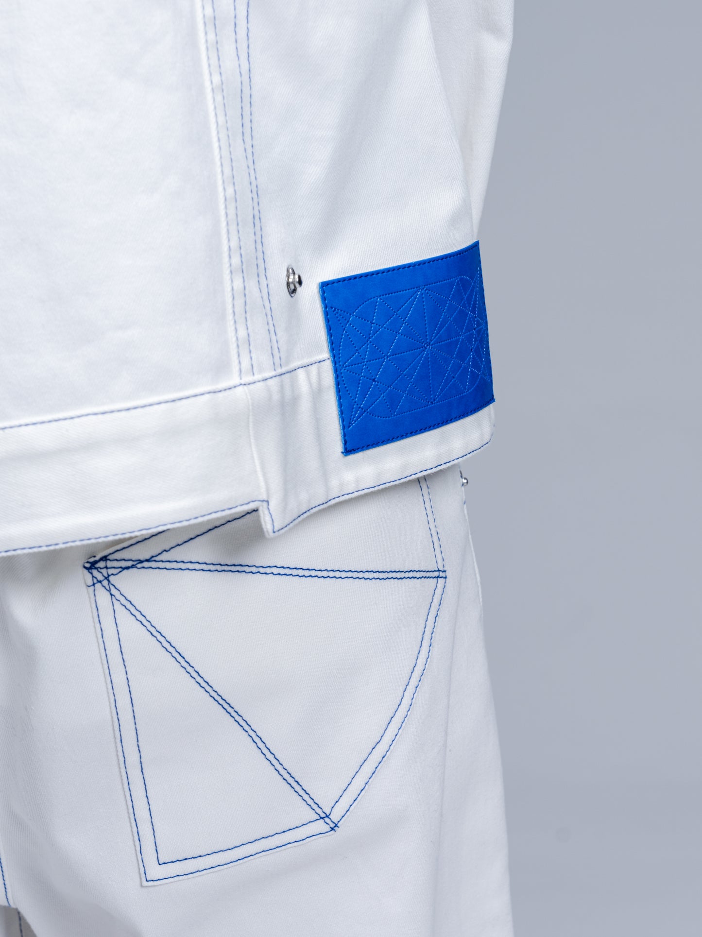 Color-blocked denim jacket