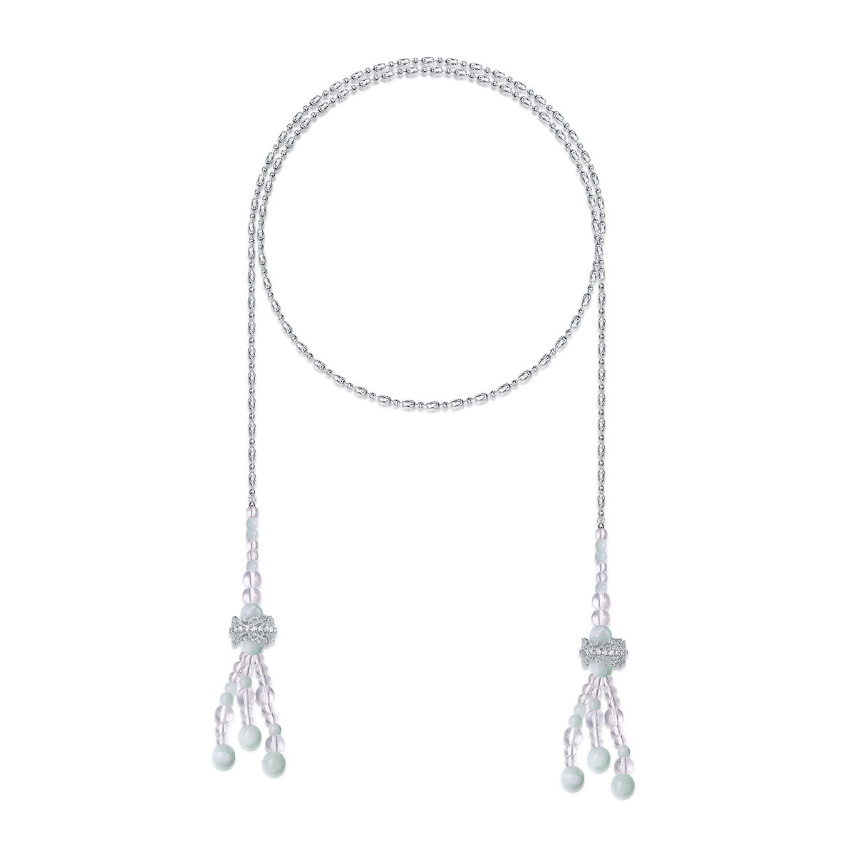 Verdant Beaded Tassel Long Necklace