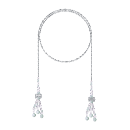 Verdant Beaded Tassel Long Necklace