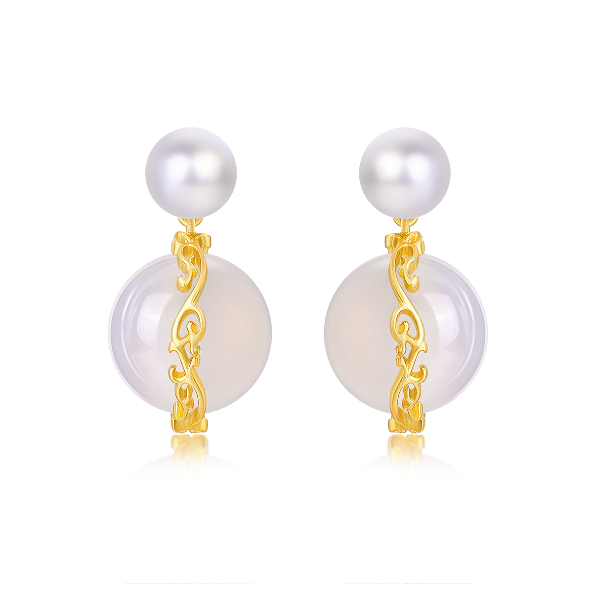 Vine-Set Drop Earrings · Soft Gold