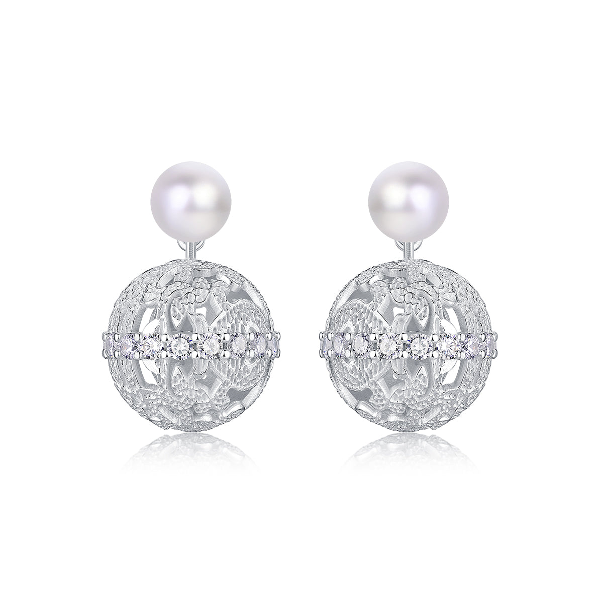 Textured Vine Pearl Drop Earrings · Ethereal Void