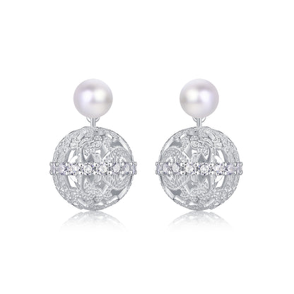 Textured Vine Pearl Drop Earrings · Ethereal Void