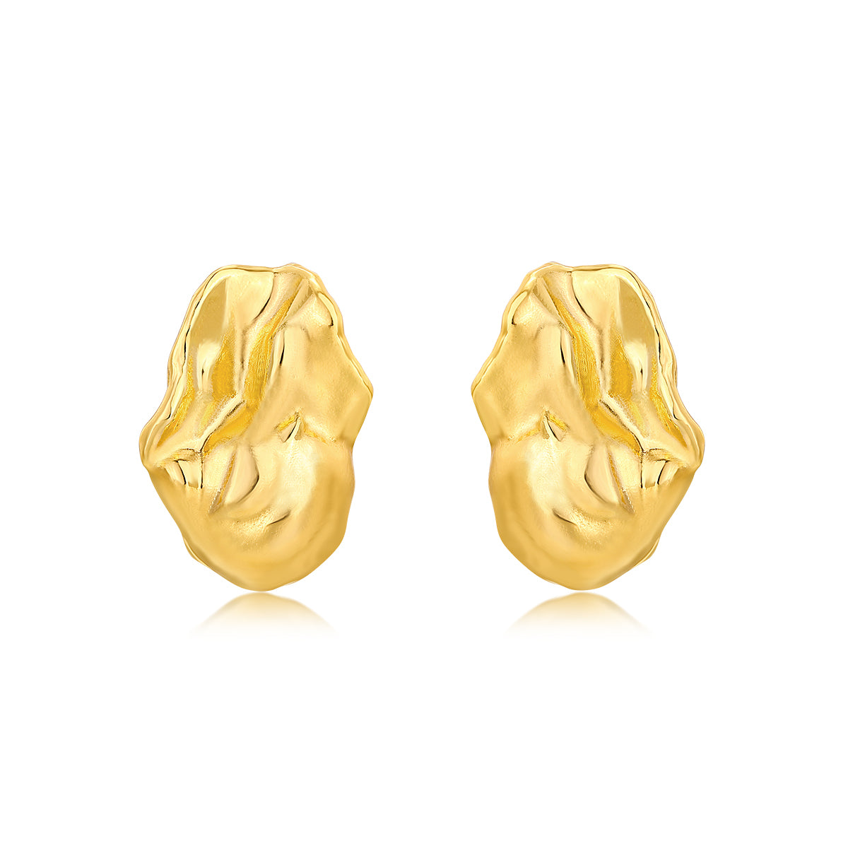 Metallic Pearl Stud Earrings (Gold Edition)