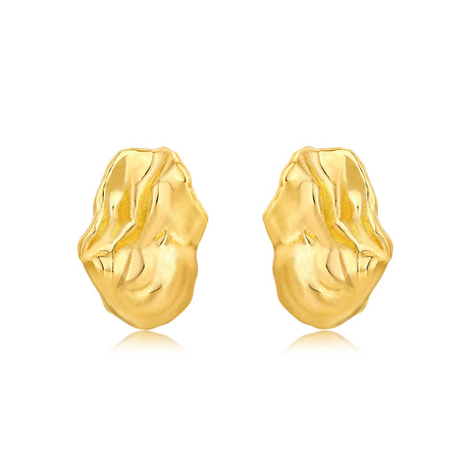 Metallic Pearl Stud Earrings (Gold Edition)