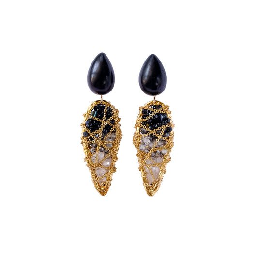 Li Realm Crystal Dome Dazzling Light Trace Large Earring Gold