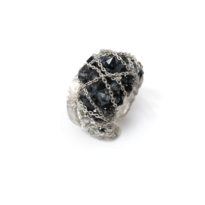 Crystal Dome Dazzling Light Trace Ring Silver