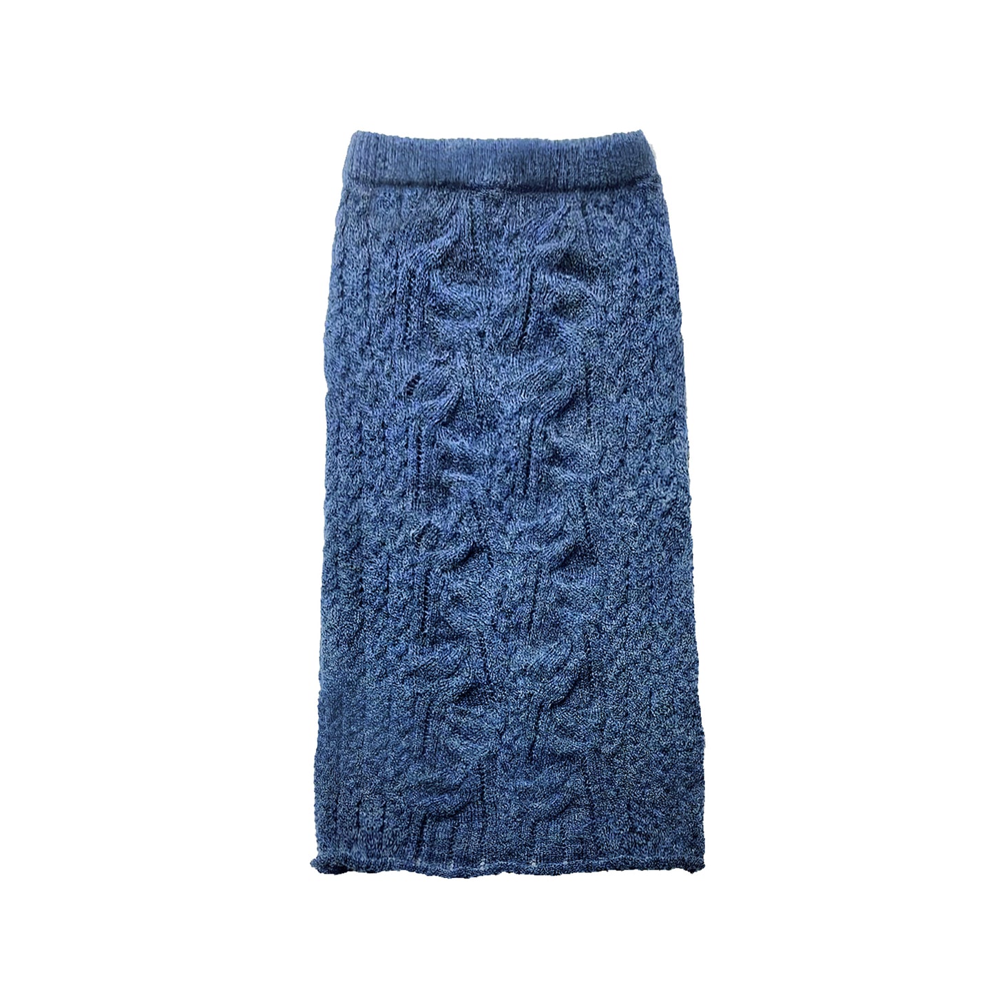 Ultra-soft gradient-colored horsehair irregular twist flower knit midi skirt