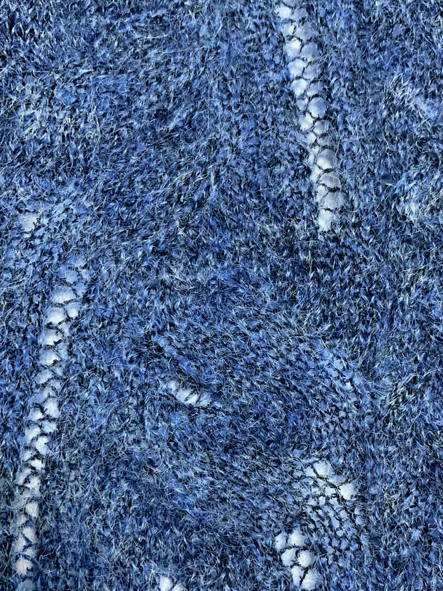 Ultra-soft gradient-colored horsehair irregular twist flower knit midi skirt